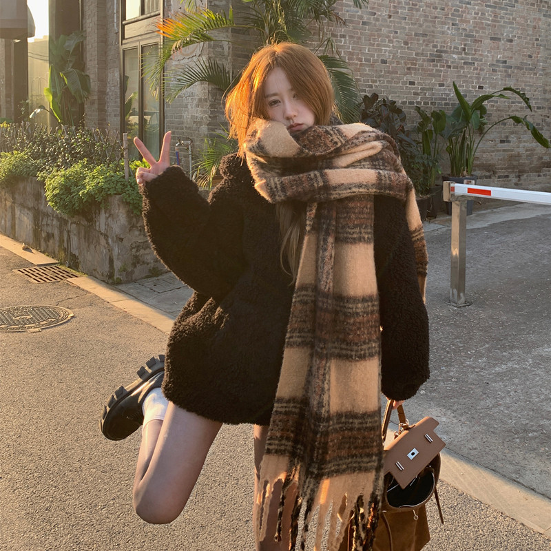 2025新款咖啡色围巾女冬季保暖