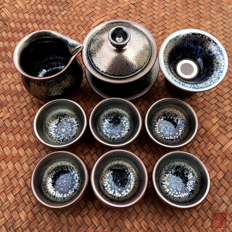 精品铁胎建盏茶具套装礼盒定制