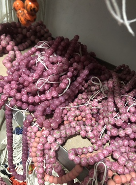 淄博博山老琉璃珠子土窑珠子土炉珠子金红珠子手擀珠手工珠子红色