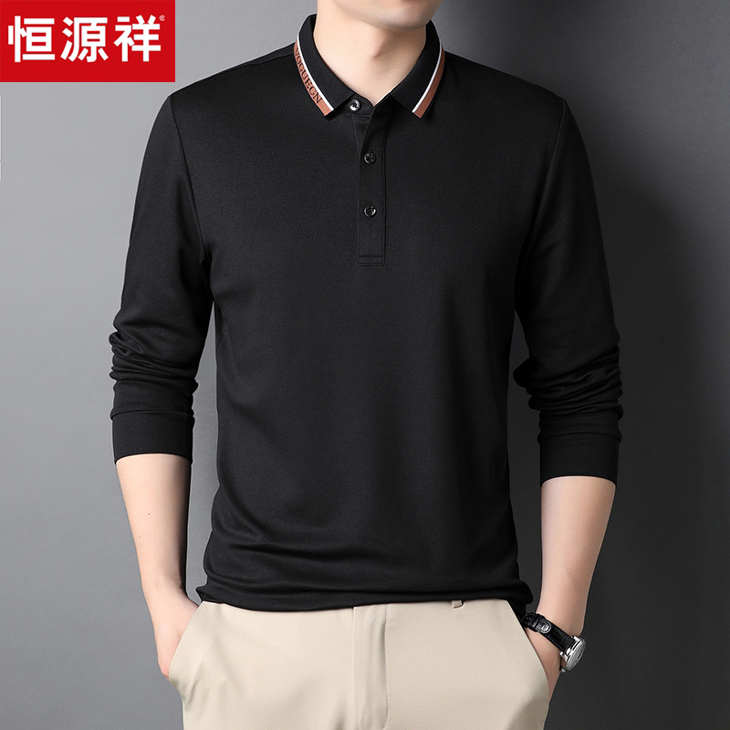 Hengyuanxiang long sleeve t-shirt mens 2022 new spring cotton polo shirt business casual dad mens fashion