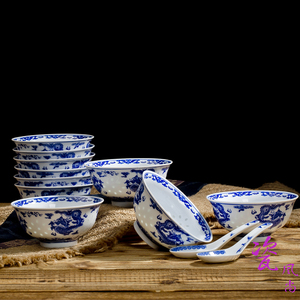 经典正宗景德镇陶瓷釉下彩青花玲珑碗米饭碗中式5英寸微波炉餐具