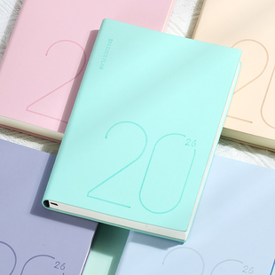 2026年日程本A5笔记本本子定制可印logo A6纯色莫兰迪色系手账本B5每日计划日记本工作效率手册365天时间管理