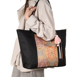 2025秋冬新款女牛津布托特包大容量通勤尼龙布包国风子母时尚大包