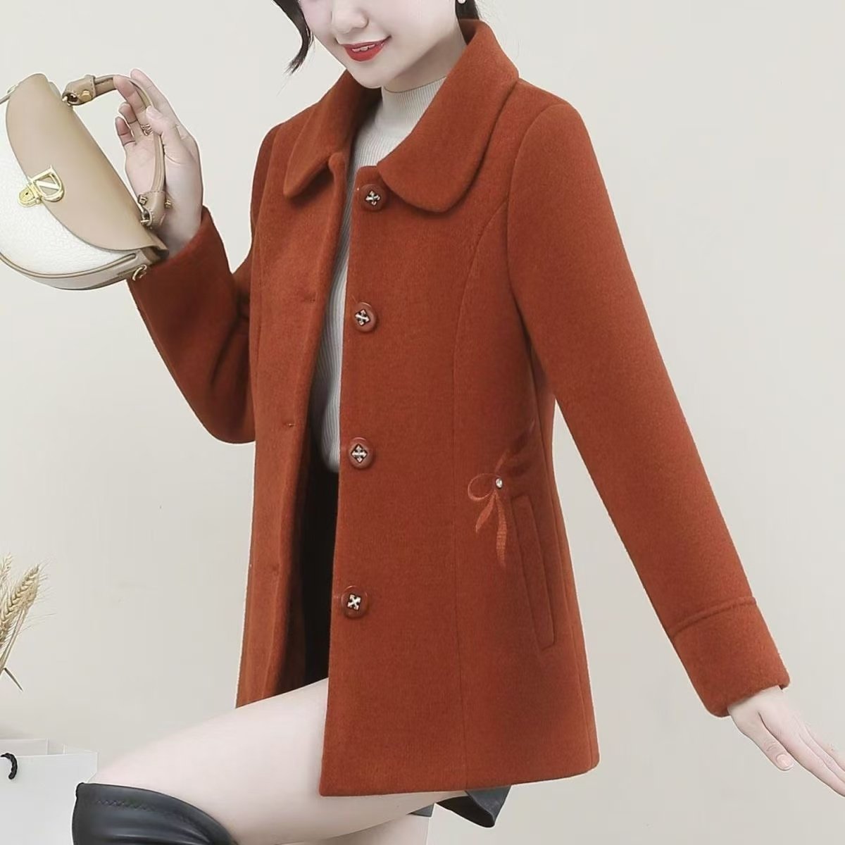 妈妈冬季外套加绒加厚毛呢大衣小个子洋气减龄时尚水貂绒女外套50,女装/女士精品,毛呢外套,淘宝优惠券,粉丝福利购,淘宝优惠卷