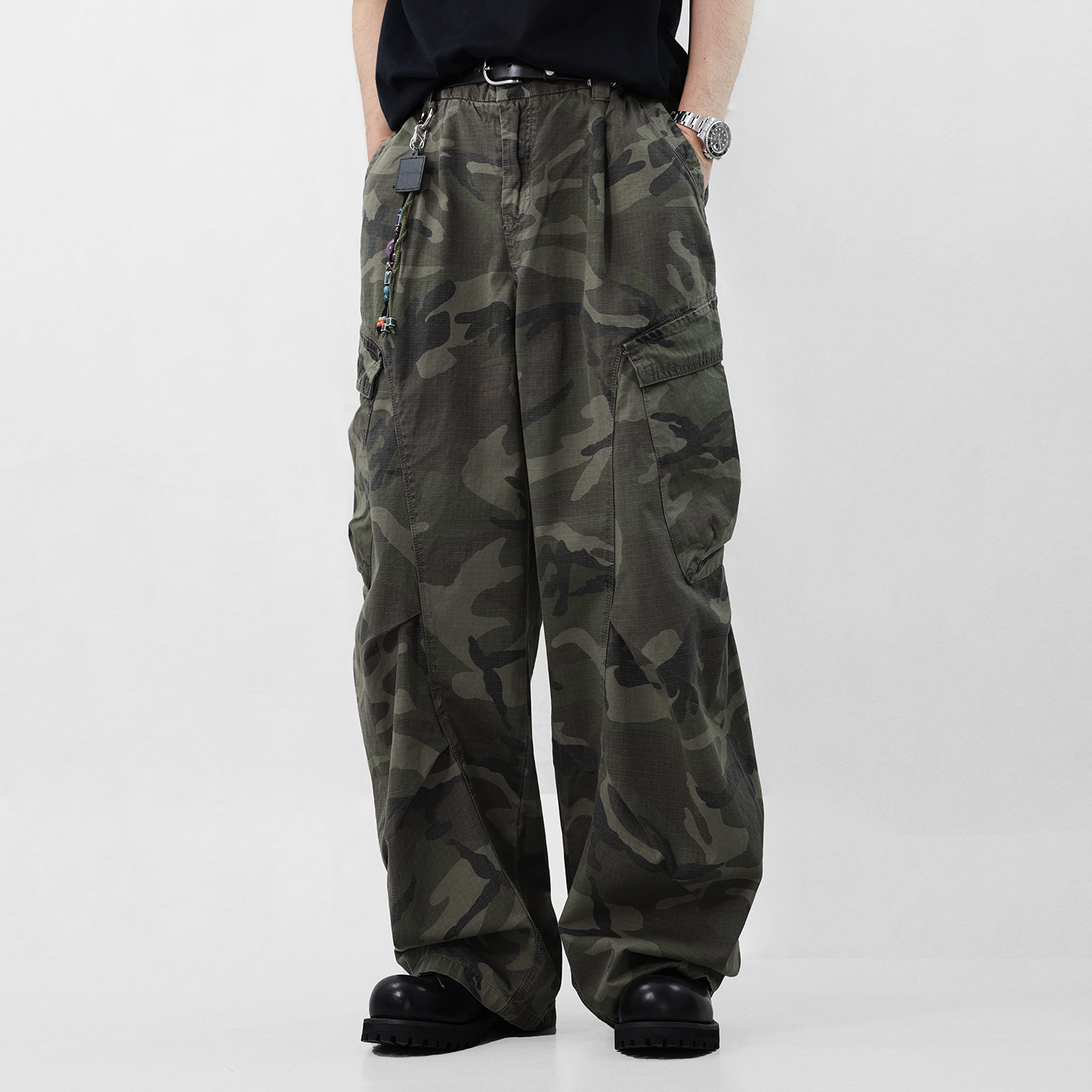 BREAK MIX 复古伞兵阔腿裤男潮牌水洗直筒工装裤迷彩弯刀休闲长裤,男装,休闲裤,淘宝优惠券,粉丝福利购,淘宝优惠卷