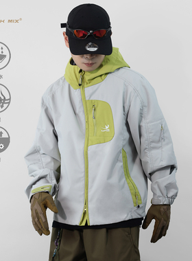 BREAK MIX户外登山防雨运动机能冲锋衣潮牌防风拼色情侣夹克外套