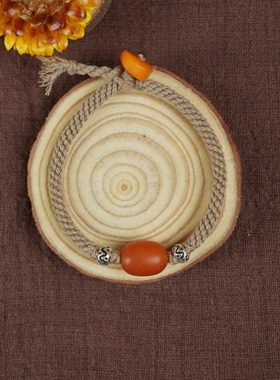 大地系列 | 天然蜜蜡枣珠纯手工编织固定手围手绳原创设计不撞款