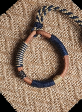 星野系列 |牛皮绳双圈925银可调节手绳原创设计纯手工编织不撞款