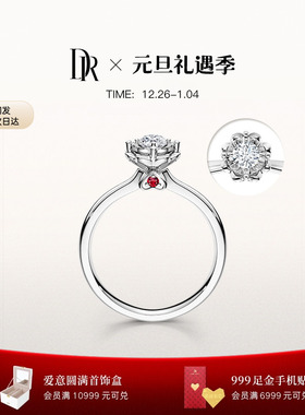 DRBELIEVE雪心印记告白订婚求婚钻戒铂金红宝石镶嵌WJ0136