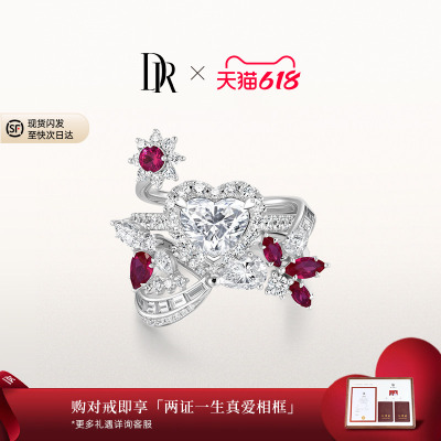 DRHEART双人共舞高奢款心形戒求婚钻戒克拉戒套戒叠戴戒指WJ0683