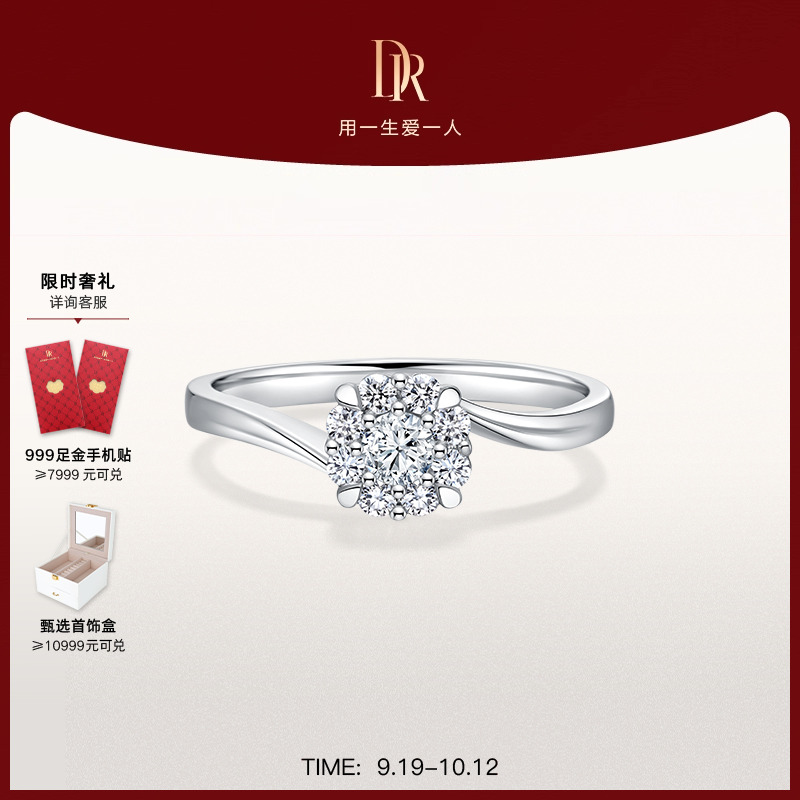 DR求婚钻戒群镶显钻国检证书