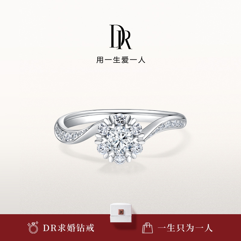 DR求婚钻戒六爪群镶圆形钻戒