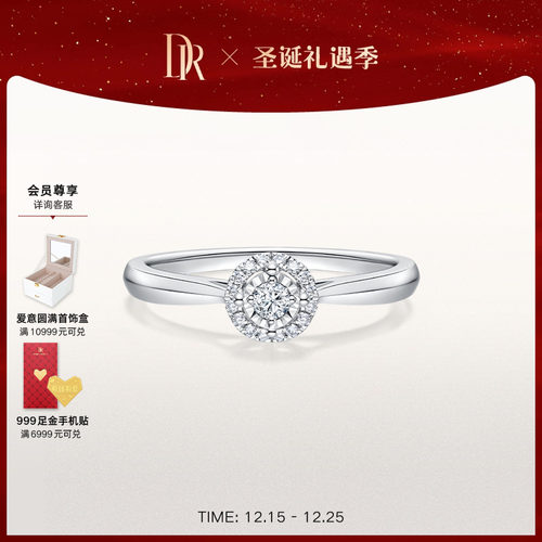 DR求婚钻戒圆形铂金钻石婚戒