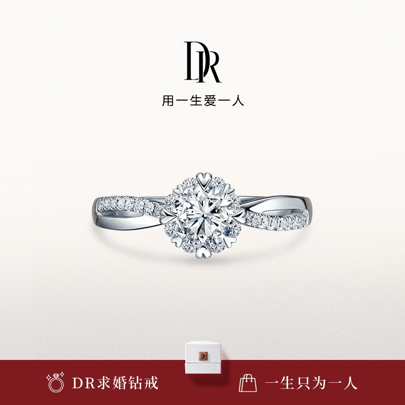 DR求婚钻戒四爪圆钻扭臂镶钻