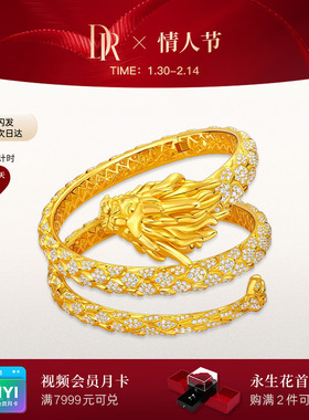 【DR巴黎秀款】DRAGON 心有独钟手镯钻石镶嵌群镶黄18K金SZ0095