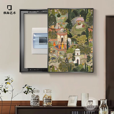斋普尔花园中古风电表箱装饰画法式复古遮挡竖款配电箱电闸盒挂画