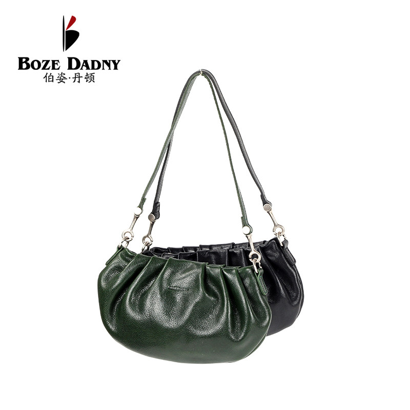 伯姿丹顿25春头层植鞣牛皮单肩斜挎复古女包高级感小众设计腋下包
