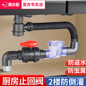 潜水艇厨房下水道防反水止逆阀二楼下水管防倒灌止回阀50管球形阀