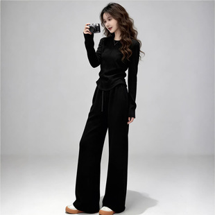 超火巨好看春装一整套收腰显瘦上衣阔腿裤时尚小个子两件套女