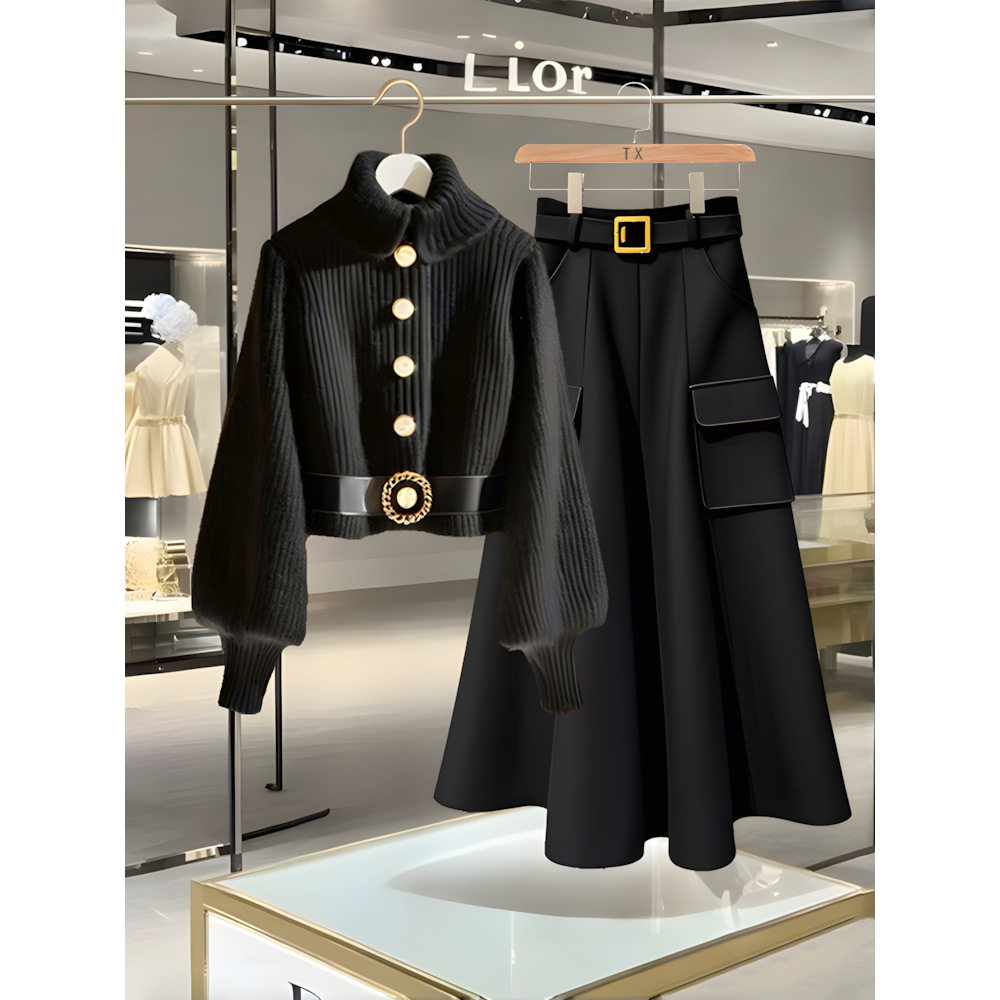 2026春季洋气欧货感时尚潮牌针织衫半身裙女装收腰修身显瘦气质女