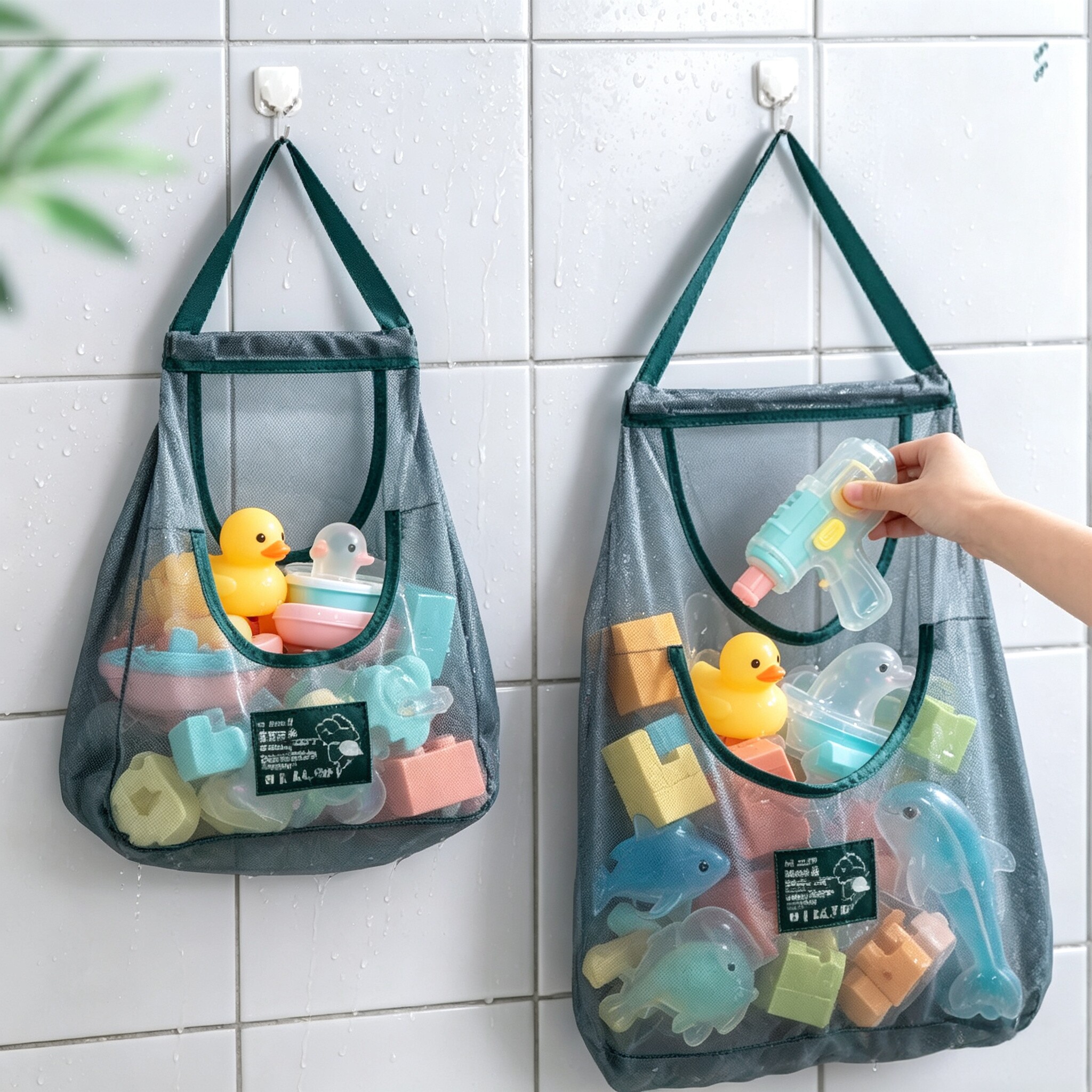 浴室玩具积木大容量沥水收纳袋图片