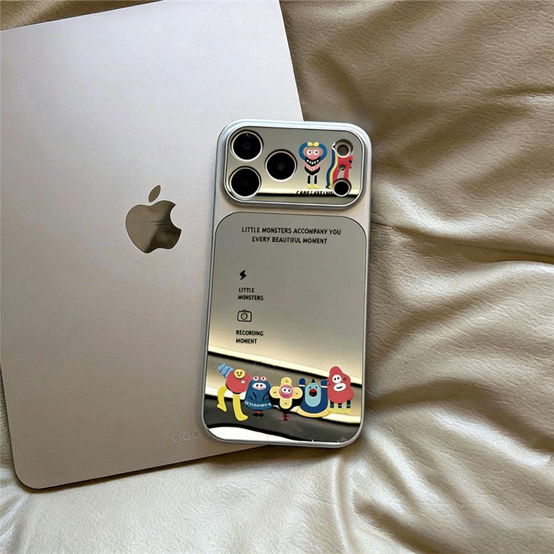 秒变17镜面大视窗新款可爱小怪兽适用苹果17手机壳iPhone16promax保护套防摔苹果15pro高级iPhone14plus女13