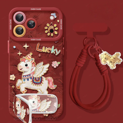 油画飞马支架适用苹果华为手机壳