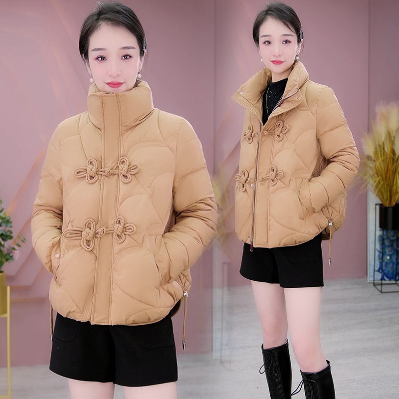 羽绒棉服女装中国风宽松盘扣短款