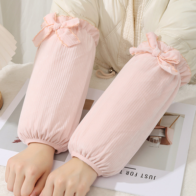 新款蝴蝶结套袖秋冬天上班洋气袖套成人长款办公防脏套袖棉衣护袖