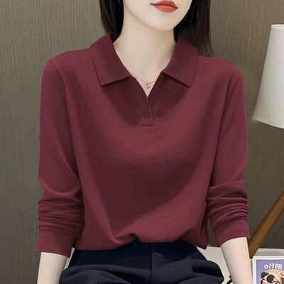 春秋季新款文艺宽松显瘦polo衫女