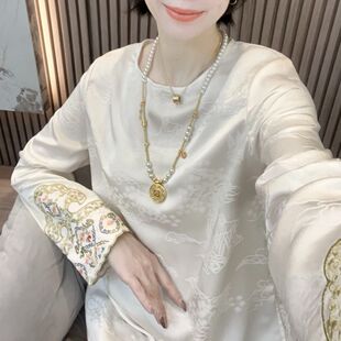 妈妈装新中式国风重工刺绣衬衫2026春季新款宽松显瘦时尚百搭上衣