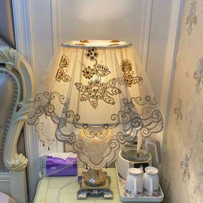 欧式蕾丝刺绣手工钉珠台灯盖布防尘罩百搭家居小家电多功能盖巾罩