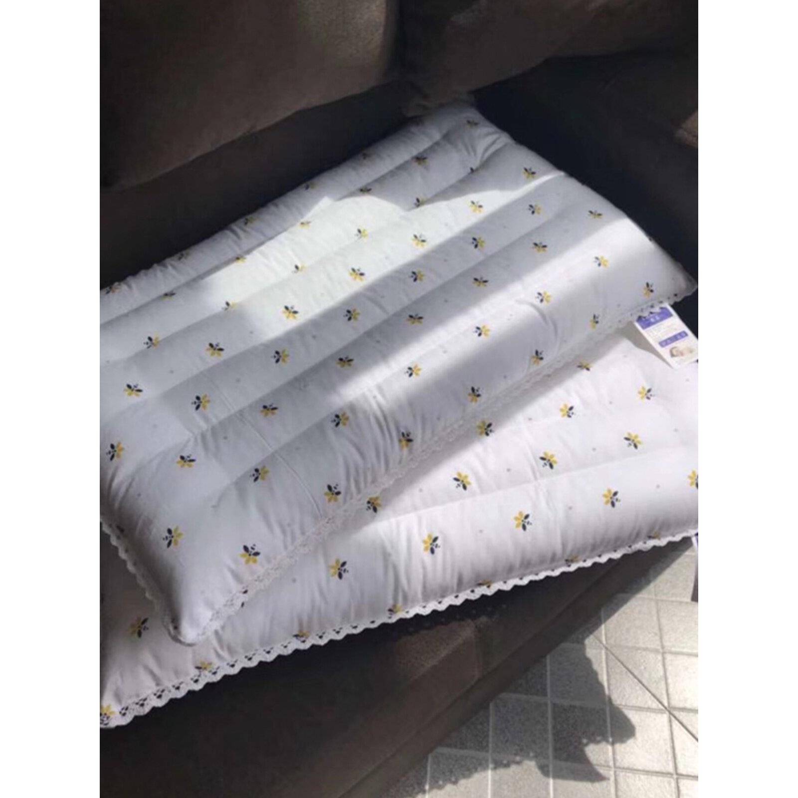 全棉矮枕硬枕48*74cm 卡通小蜜蜂印花单人低枕薄枕头单祇舒适枕芯