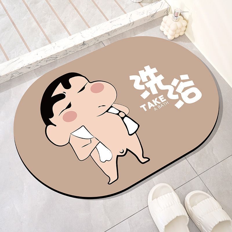浴室地垫卫生间脚垫厕所柜子蜡笔小新地毯耐脏防滑吸水门垫硅藻泥