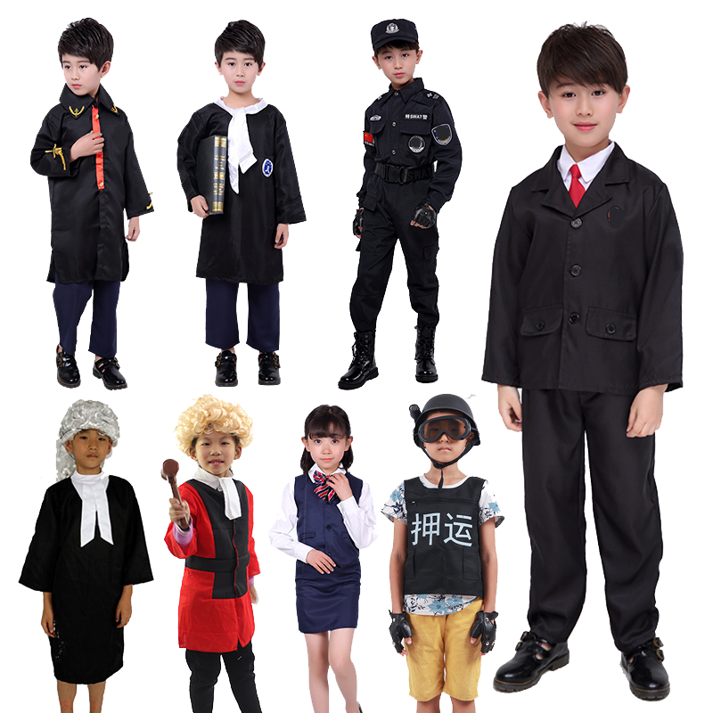 六一儿童律师囚犯舞台表演服幼儿园职业工作角色演出服装