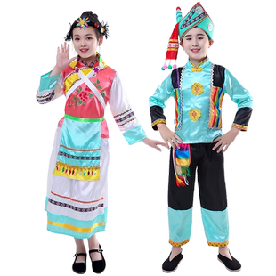 儿童56个少数民族中国风纳西族舞台演出服男女童学校走秀表演服装