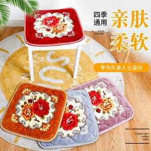 毛绒坐垫加厚防滑凳子垫餐厅餐椅垫40x40cm方型坐垫居家绑绳坐垫