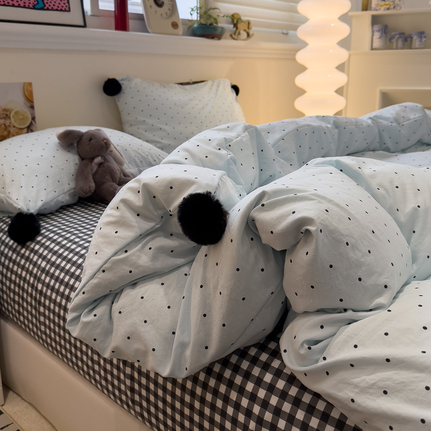 韩式ins波点四件套2026新款非全棉纯棉被套床单人宿舍床上三件套4