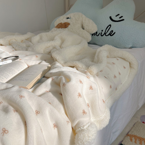 日系奶油风羊羔绒毛毯秋冬季加厚