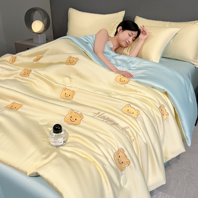 可爱黄油小熊冰丝夏凉被四件套