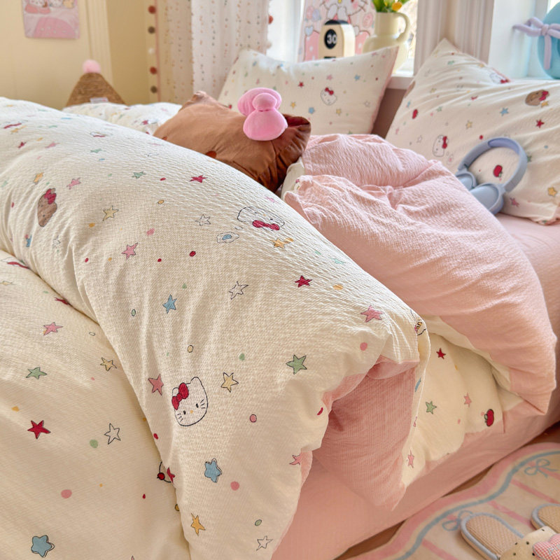 可爱泡芙棉被套单件150x200x230cm非全棉纯棉被罩单人宿舍三件套4