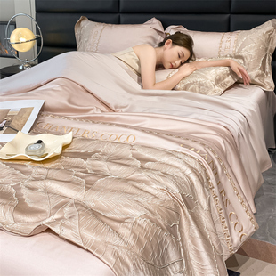 水洗真丝夏被四件套夏季 凉感冰丝空调薄被子单人双人非天丝夏凉被