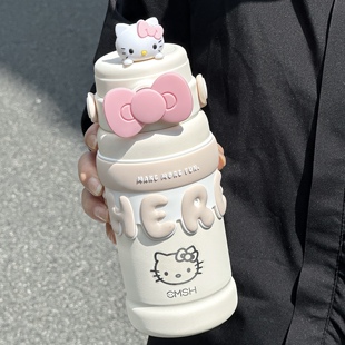 可爱316L不锈钢高颜值便携双饮水杯 吸管保温杯Kitty女生2025新款