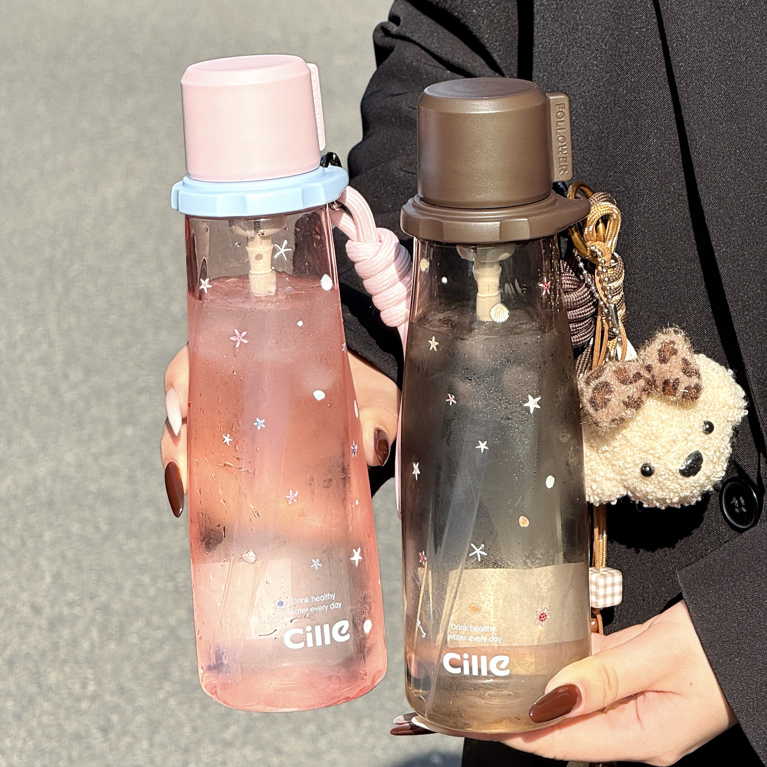 希乐女吸管水杯学生专用大容量带手提便携随手杯子夏日tritan水壶