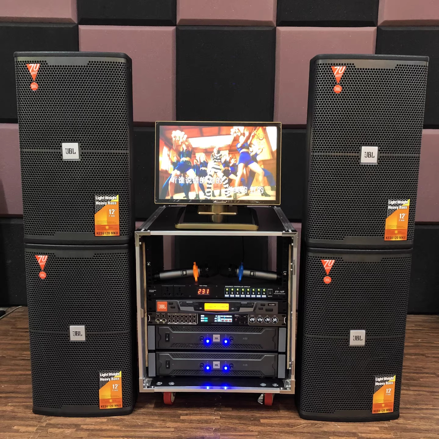 全新12寸专业音箱家庭音响套装KTV点歌机音箱唱歌调音台k歌音响