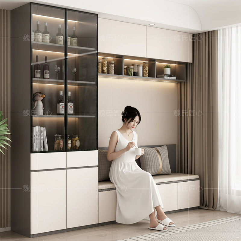 简约现代高端休闲卡座餐边柜