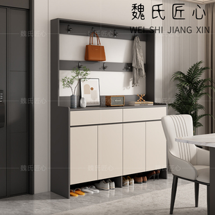 靠墙一体玄关鞋 简约新款 柜现代家用入户衣帽架收纳柜多功能组合柜