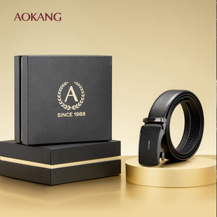奥康男士2026春季新款自动扣腰带商务高档黑色皮带礼盒