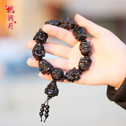 桃韵阁黑檀木十八罗汉手串20mm