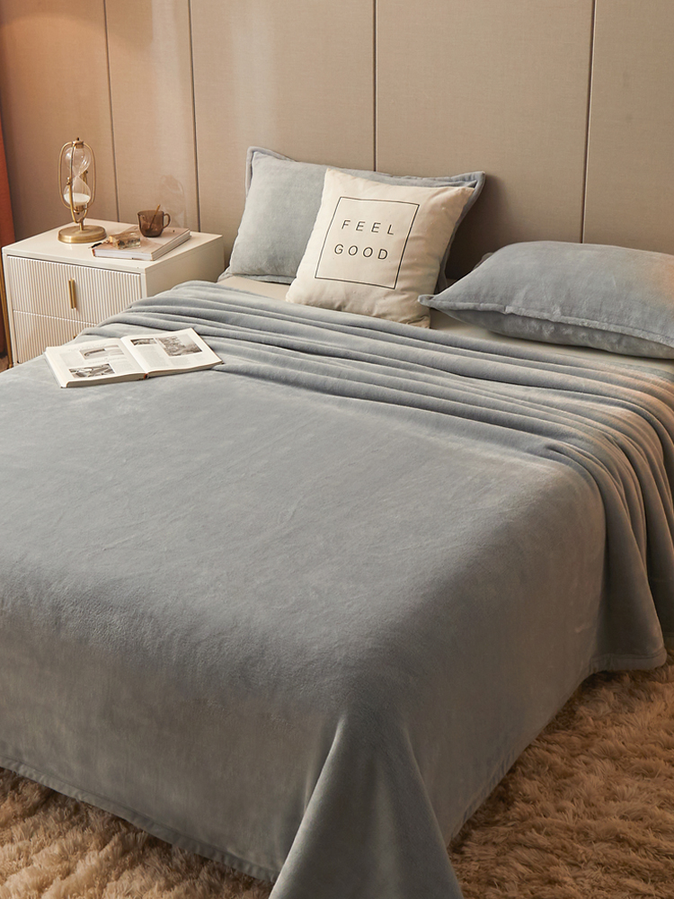 毛毛绒面防滑床单单件珊瑚毛毯牛奶金丝法兰绒毯加绒冬季垫单被单